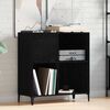 vidaXL Record Cabinet with Shelf Black Oak 33.27 x 14.96 x 35.04 in