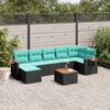 vidaXL 8 Piece Patio Sofa Set with Cushions Black Poly Rattan (US only)