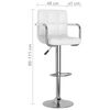 vidaXL Bar Stool Set of 2 White Chromed steel, faux leather Adjustable