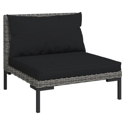 vidaXL 14 Piece Patio Lounge Set with Cushions Poly Rattan Dark Gray