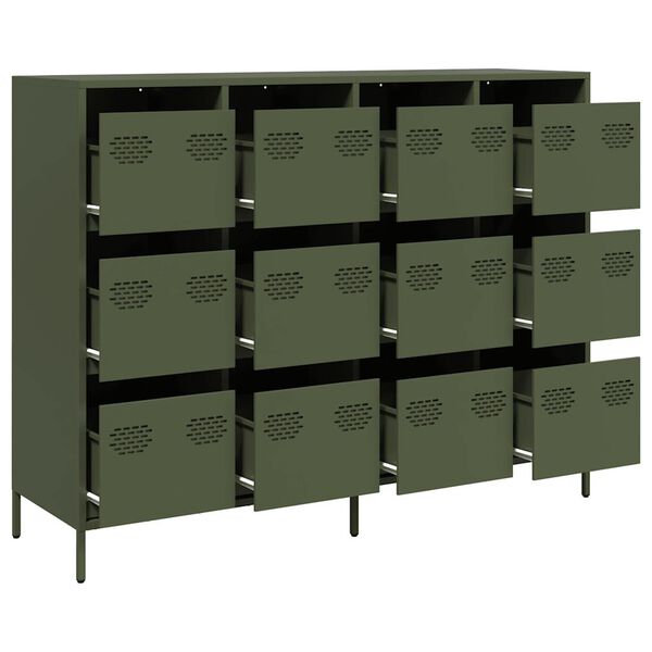 vidaXL Sideboard Olive Green Cold-rolled Steel Medium Sideboard