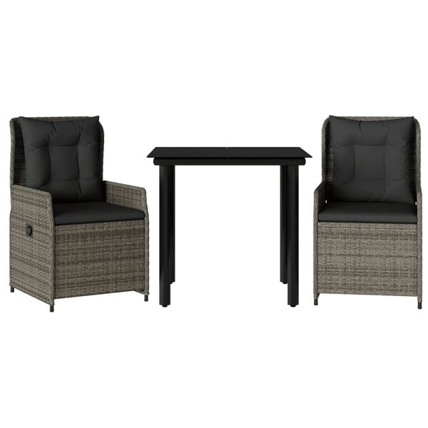 vidaXL Garden Dining Set Grey, Black