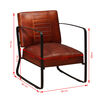 vidaXL Lounge Chair Brown Goat Leather, Steel Standard Industrial