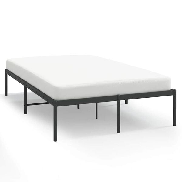 vidaXL Bed Frame Black Powder-Coated Steel 47.2x79 in Double Bed