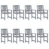 vidaXL Patio Chair Set of 8 Gray