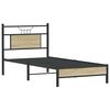 vidaXL Bed Frame Sonoma Oak Engineered Wood, Steel Twin Bed Frame