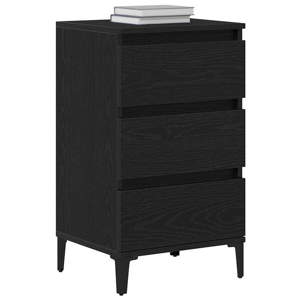 vidaXL Bedside Cabinet with Drawer Black Oak 17.72 x 13.78 x 17.32 in