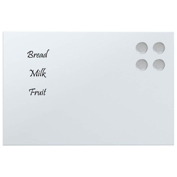 vidaXL Wall-mounted Magnetic Board White 15.7"x11.8" Tempered Glass