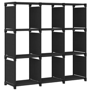 vidaXL Display Shelf Black Polyester, Steel Medium Cube Storage Shelves