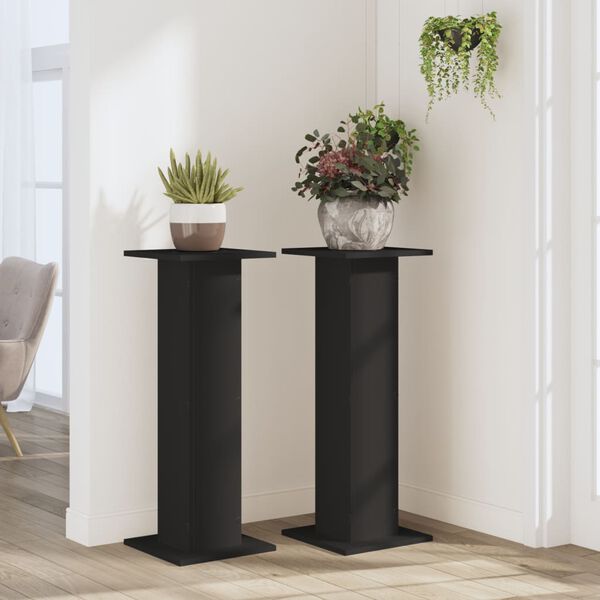 vidaXL Plant Stands 2 pcs Black 11.8x11.8x31.5" Engineered Wood