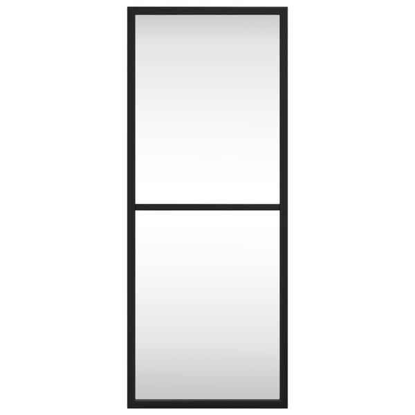 vidaXL Wall Mirror Black Glass, Powder-coated iron 7.9 x 19.7 in