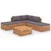 vidaXL 6 Piece Patio Lounge Set with Dark Gray Cushion Solid Teak Wood