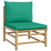 vidaXL Garden Lounge Set Green Cushions, Natural Bamboo Bamboo Three-Piece