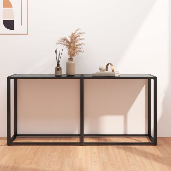 vidaXL Console Table Black Tempered glass 63.0x13.8x29.7in Simple