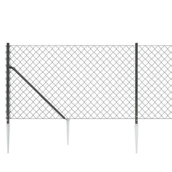 vidaXL Chain Link Fence with Spike Anchors Anthracite 2.6'x82'