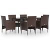 vidaXL Garden Dining Set Brown and Black with Cream White Cushions