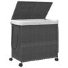 vidaXL Laundry Basket with Wheels Grey 23.6x13.8x23.8" Rattan