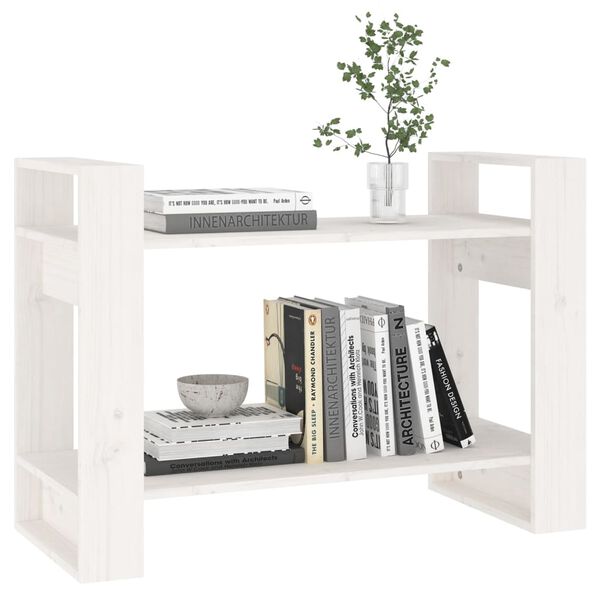 vidaXL Book Cabinet White Solid pine wood Medium Book Cabinet