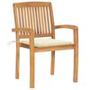vidaXL Patio Chairs 2 pcs with Cream Cushions Solid Teak Wood