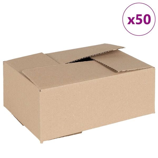 vidaXL Folding Box 50 pcs Natural 9.84 x 6.89 x 3.94 in Cardboard