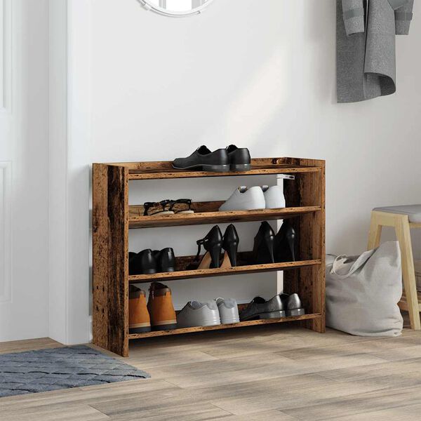 vidaXL Shoe Rack Old wood Engineered wood Fits small spaces Shoe Rack