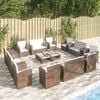 vidaXL Garden Lounge Set Brown Powder-coated steel, PE rattan, glass
