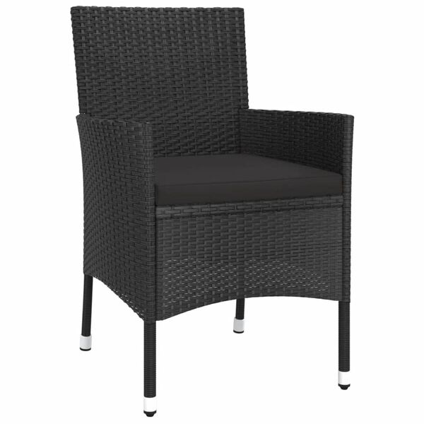 vidaXL Garden Bistro Set Black Poly Rattan Medium Tough