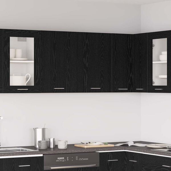 vidaXL Hanging Cabinet Riga Black oak 31.50 x 12.20 x 23.62 in