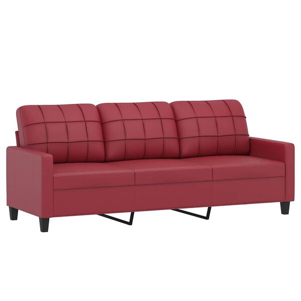 vidaXL 3-seater Sofa With Footstool Wine Red