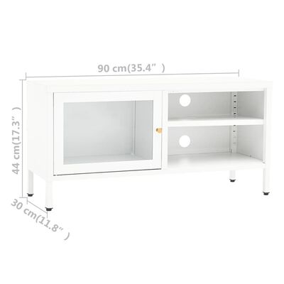 vidaXL TV Stand White 35.4"x11.8"x17.3" Steel and Glass