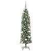 vidaXL Artificial Slim Christmas Tree Green and White 59.06 in