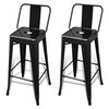 vidaXL Bar Stool Set of 2 Black Steel Tall Footrest Bar Stool