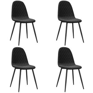 vidaXL Dining Chair Set of 4 Black Velvet, powder-coated metal, foam