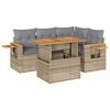 vidaXL Patio Sofa Set Beige PE Rattan Medium Adjustable Feet