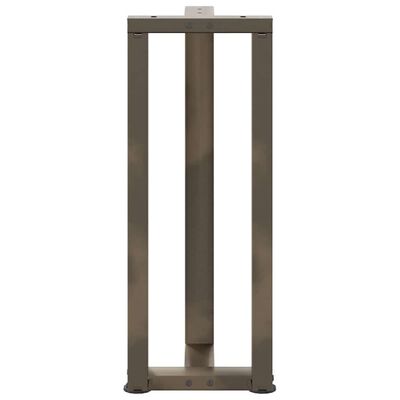 Front view of metal frame with two vertical legs and top crossbar