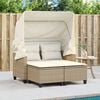 vidaXL Garden Sofa Beige PE rattan, powder-coated steel, polyester fabric