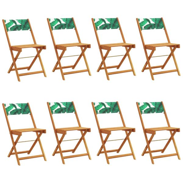 vidaXL Garden Chair Set of 8 Green Solid acacia wood Standard Foldable