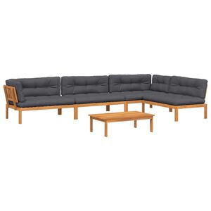 vidaXL Pallet Sofa Set Anthracite Solid Acacia wood, Polyester Large