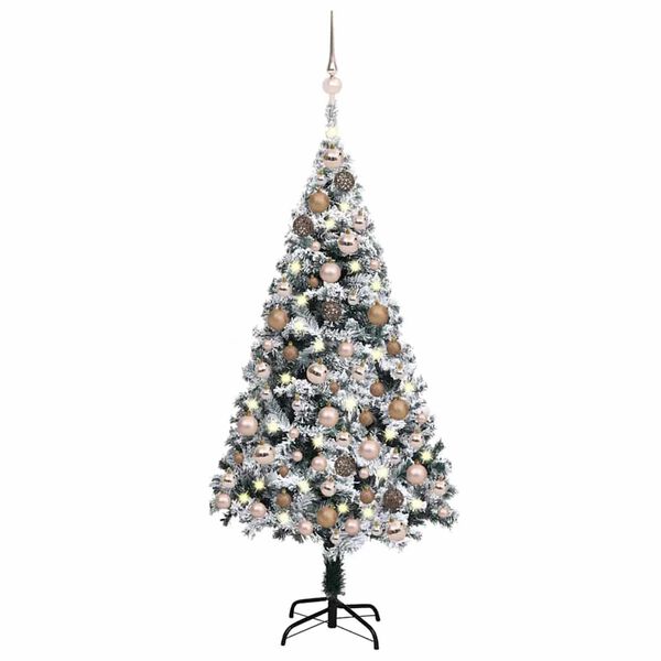 vidaXL Artificial Pre-lit Christmas Tree with Ball Set Green 59.1" PVC