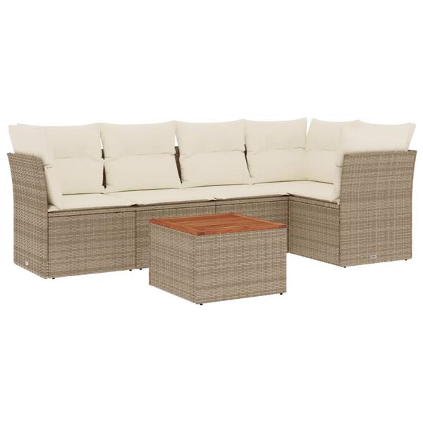 vidaXL Garden Sofa Set Beige Poly Rattan Large Modular Garden Sofa Set