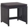 vidaXL Garden Table And Chair Black Powder-coated steel, PE rattan, glass