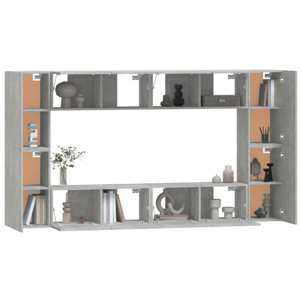 vidaXL 8 Piece TV Stand Set Concrete Gray Engineered Wood