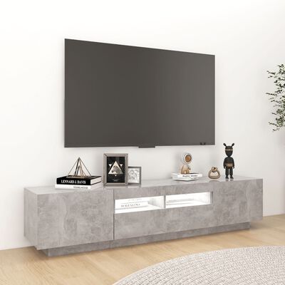 vidaXL TV Stand with LED Lights Concrete Gray 70.9"x13.8"x15.7"