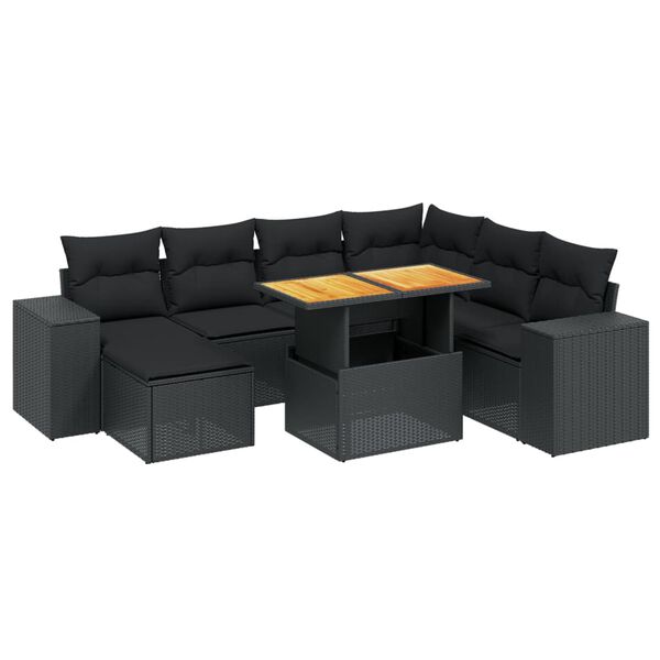 vidaXL Garden Sofa Set Black PE rattan Large Modular Garden Sofa Set