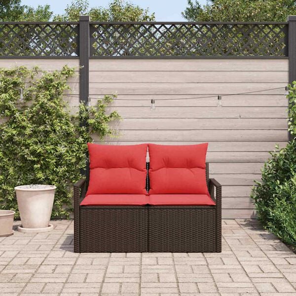 vidaXL Garden Sofa with Cushion 47.24 x 24.41 x 27.17 in Poly Rattan