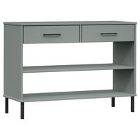 vidaXL Console Cabinet with Metal Legs Gray Solid Wood Pine OSLO