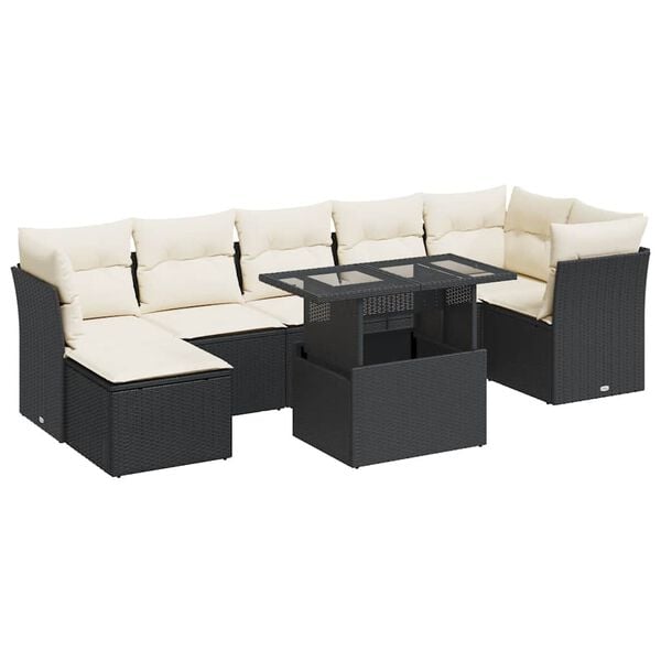 vidaXL Garden Sofa Set Black and Cream White