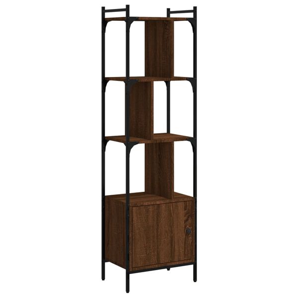 vidaXL Bookcase Brown oak Engineered wood, Steel Tall bookshelf Bookcase