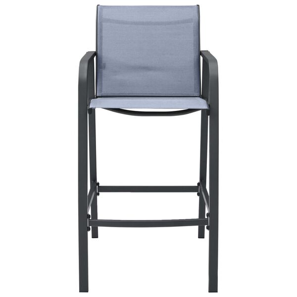 vidaXL Garden Bar Chair Set of 4 Grey Textilene, Steel Standard