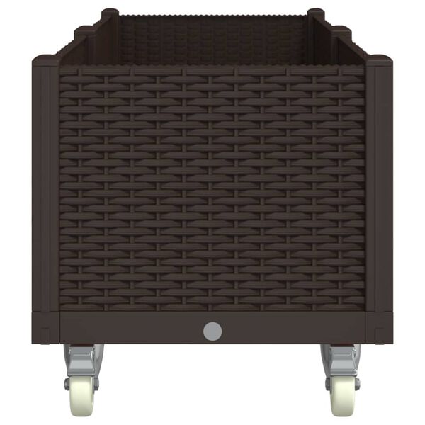 vidaXL Garden Planter with Wheels Brown 63"x19.7"x21.3" PP